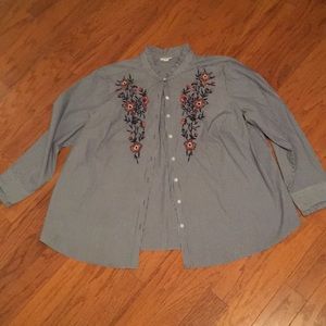 Westport blue white button down embroidered shirt
